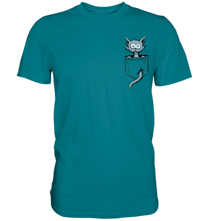 Verrückte Katze in Deiner Brust-Tasche - Premium Shirt