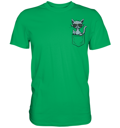 "Fuck Off" Mittelfinger Katze in der Tasche - Premium Shirt