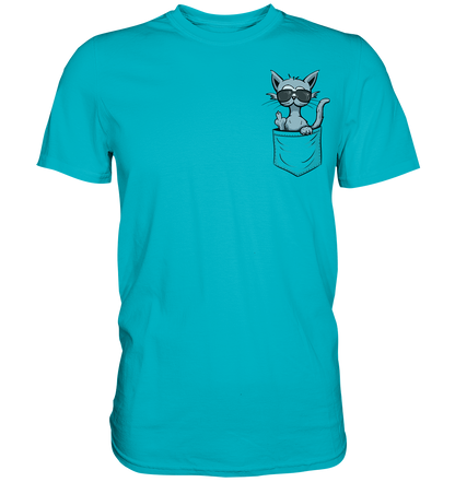 "Fuck Off" Mittelfinger Katze in der Tasche - Premium Shirt