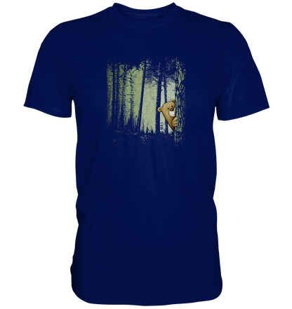 Comic Bär versteckt im Zwielicht Wald - Premium Shirt