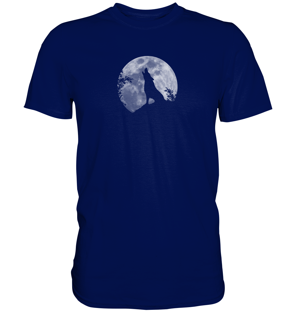 Heulender Wolf Silhouette vor Vollmond - Premium Shirt