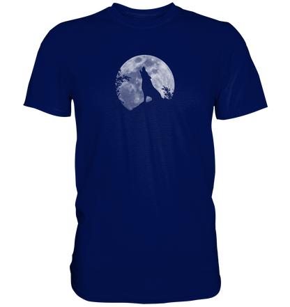 Heulender Wolf Silhouette vor Vollmond - Premium Shirt