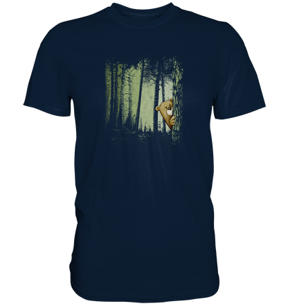 Comic Bär versteckt im Zwielicht Wald - Premium Shirt