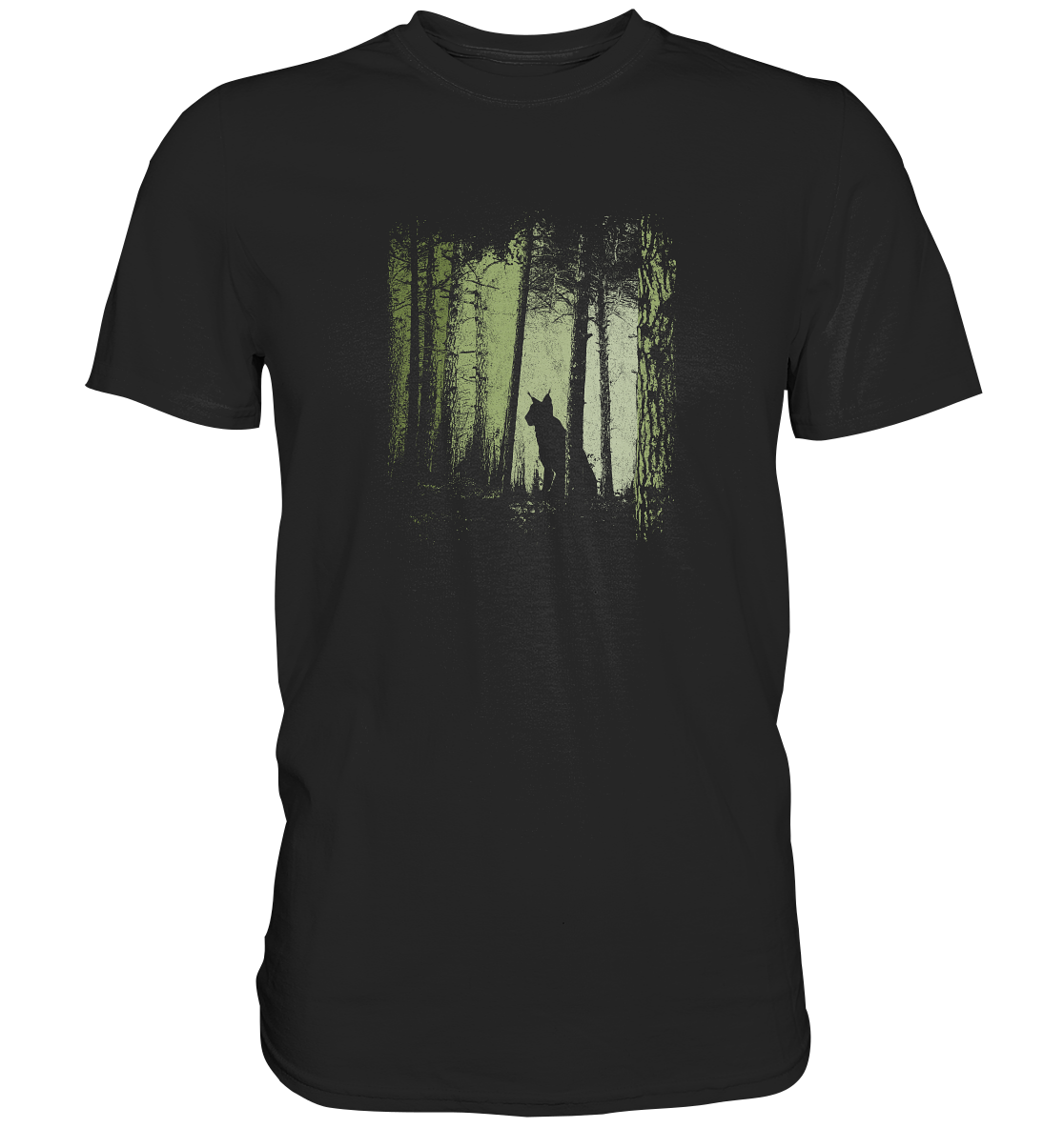 Luchs Wildkatze im Zwielicht Wald - Premium Shirt