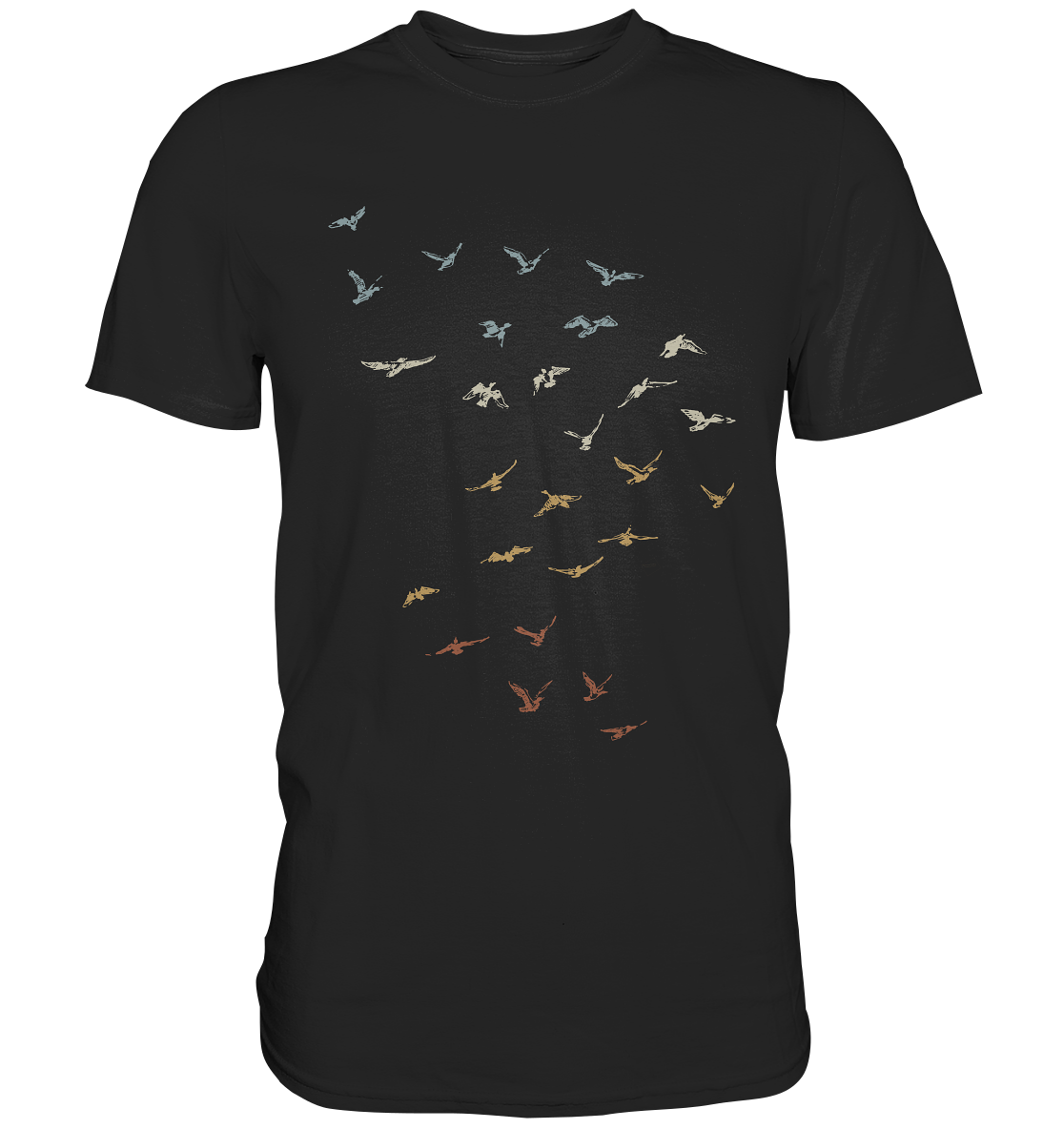 Retro Vogel Schwarm - Premium Shirt