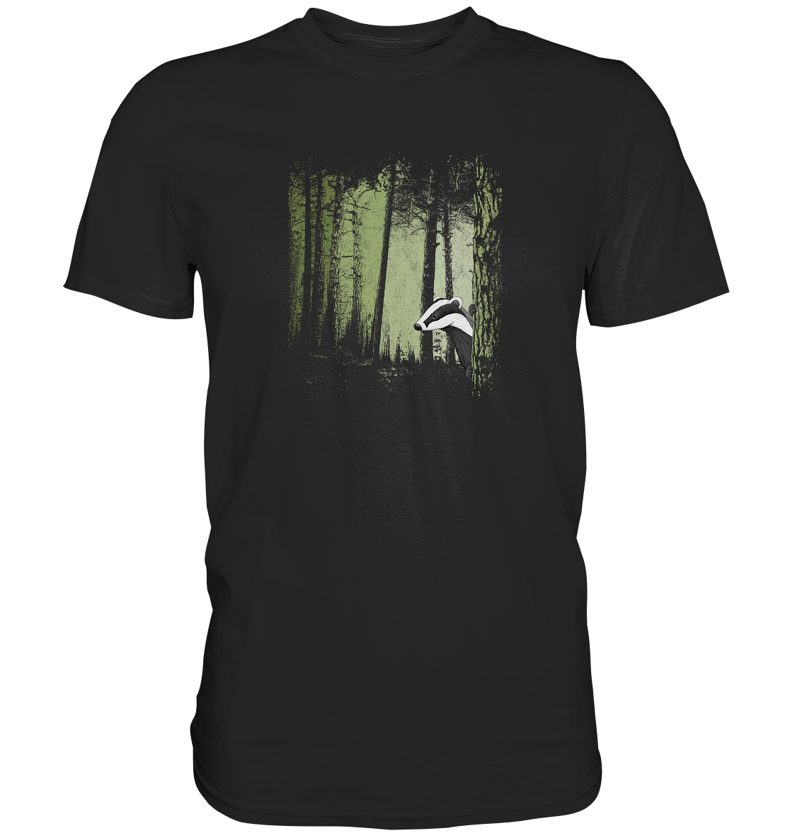 frecher Dachs im Zwielicht Wald - Premium Shirt