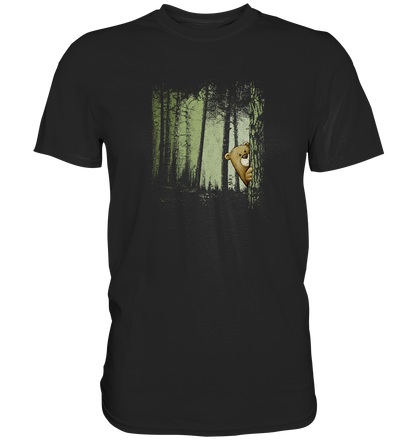Comic Bär versteckt im Zwielicht Wald - Premium Shirt