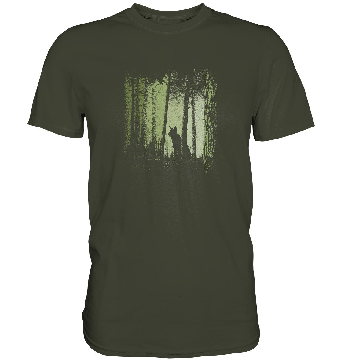 Luchs Wildkatze im Zwielicht Wald - Premium Shirt