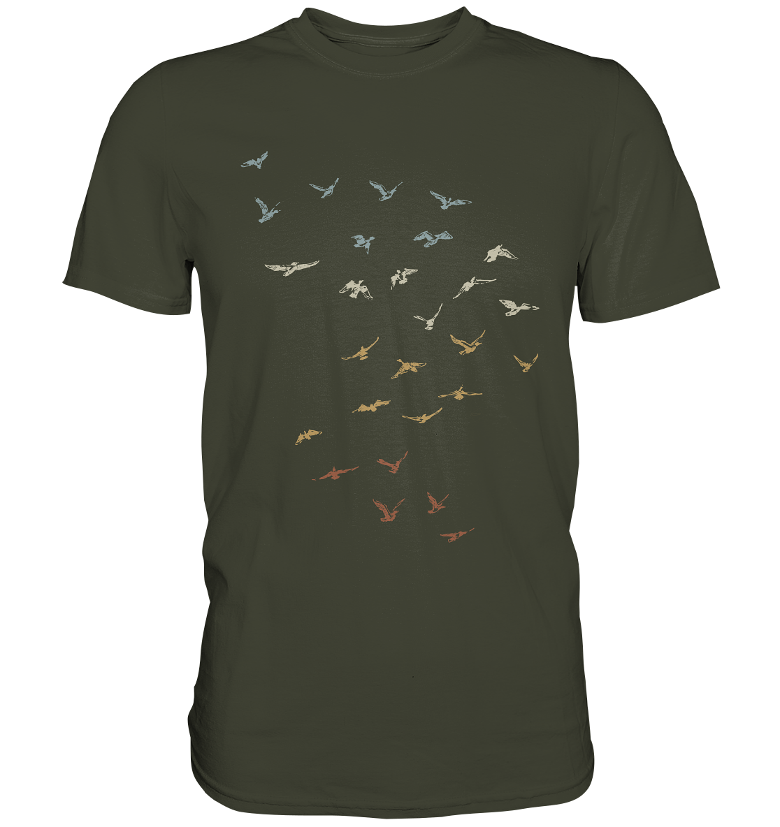 Retro Vogel Schwarm - Premium Shirt