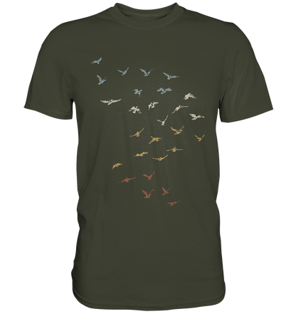 Retro Vogel Schwarm - Premium Shirt