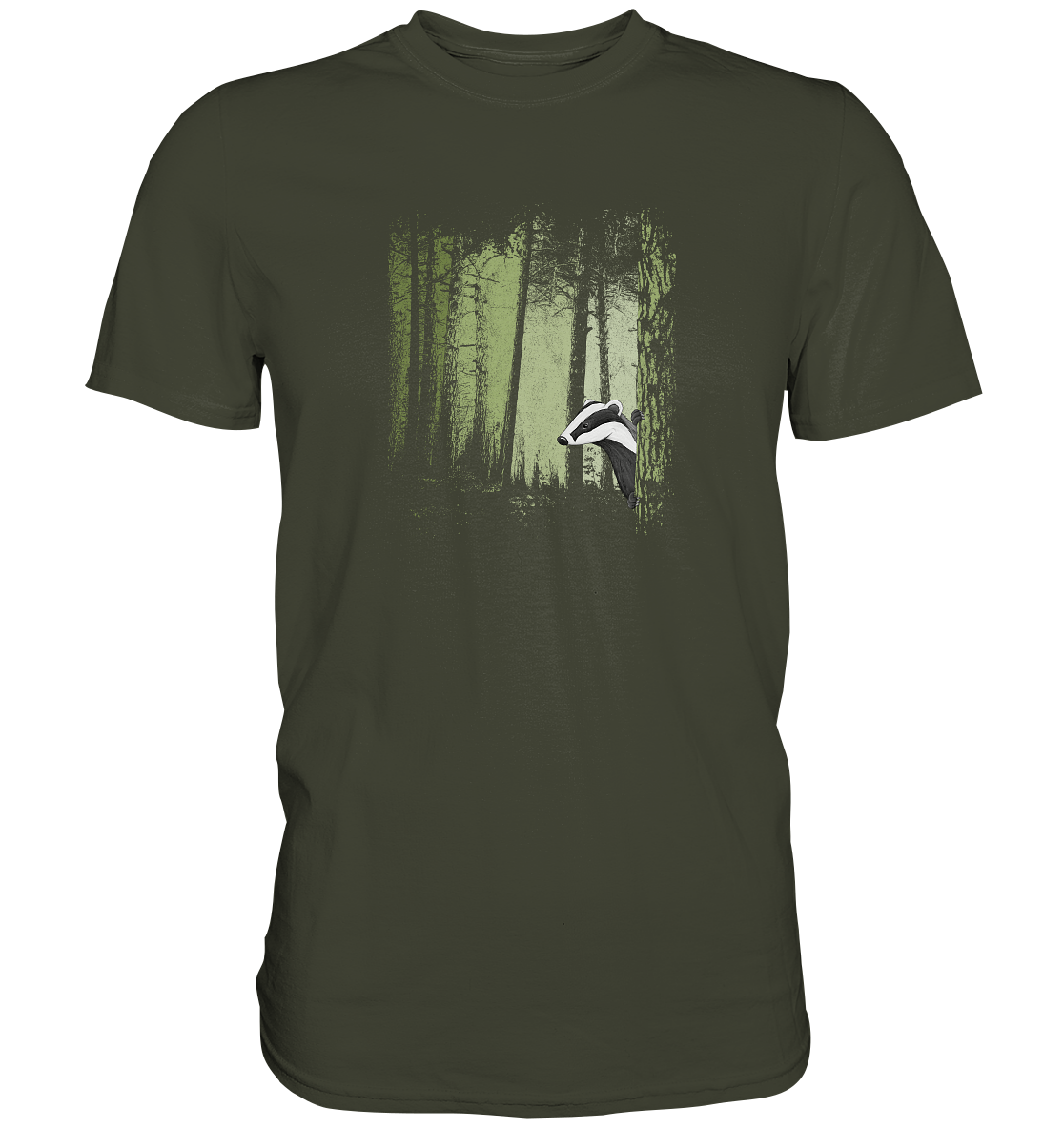 frecher Dachs im Zwielicht Wald - Premium Shirt