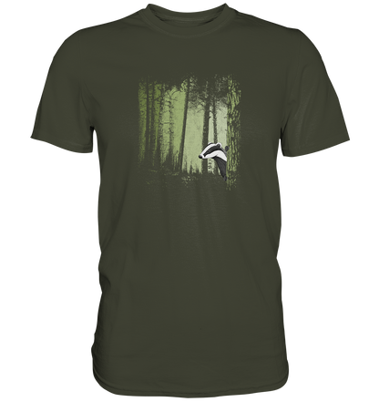 frecher Dachs im Zwielicht Wald - Premium Shirt