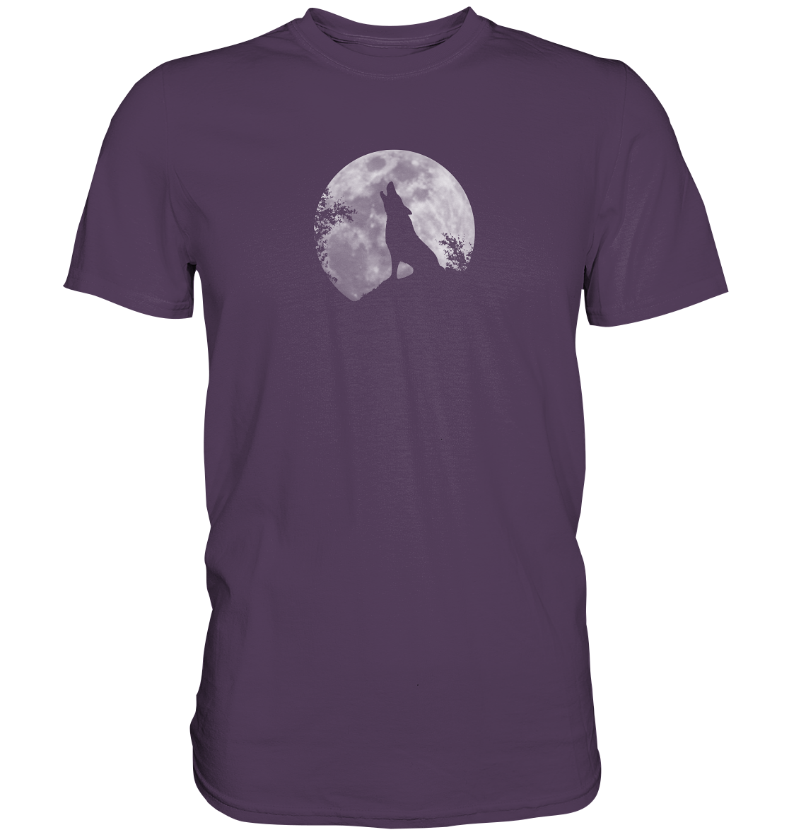 Heulender Wolf Silhouette vor Vollmond - Premium Shirt