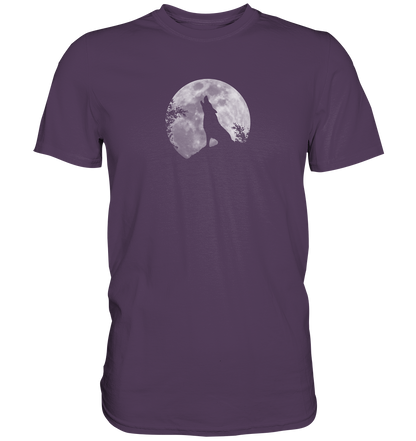 Heulender Wolf Silhouette vor Vollmond - Premium Shirt