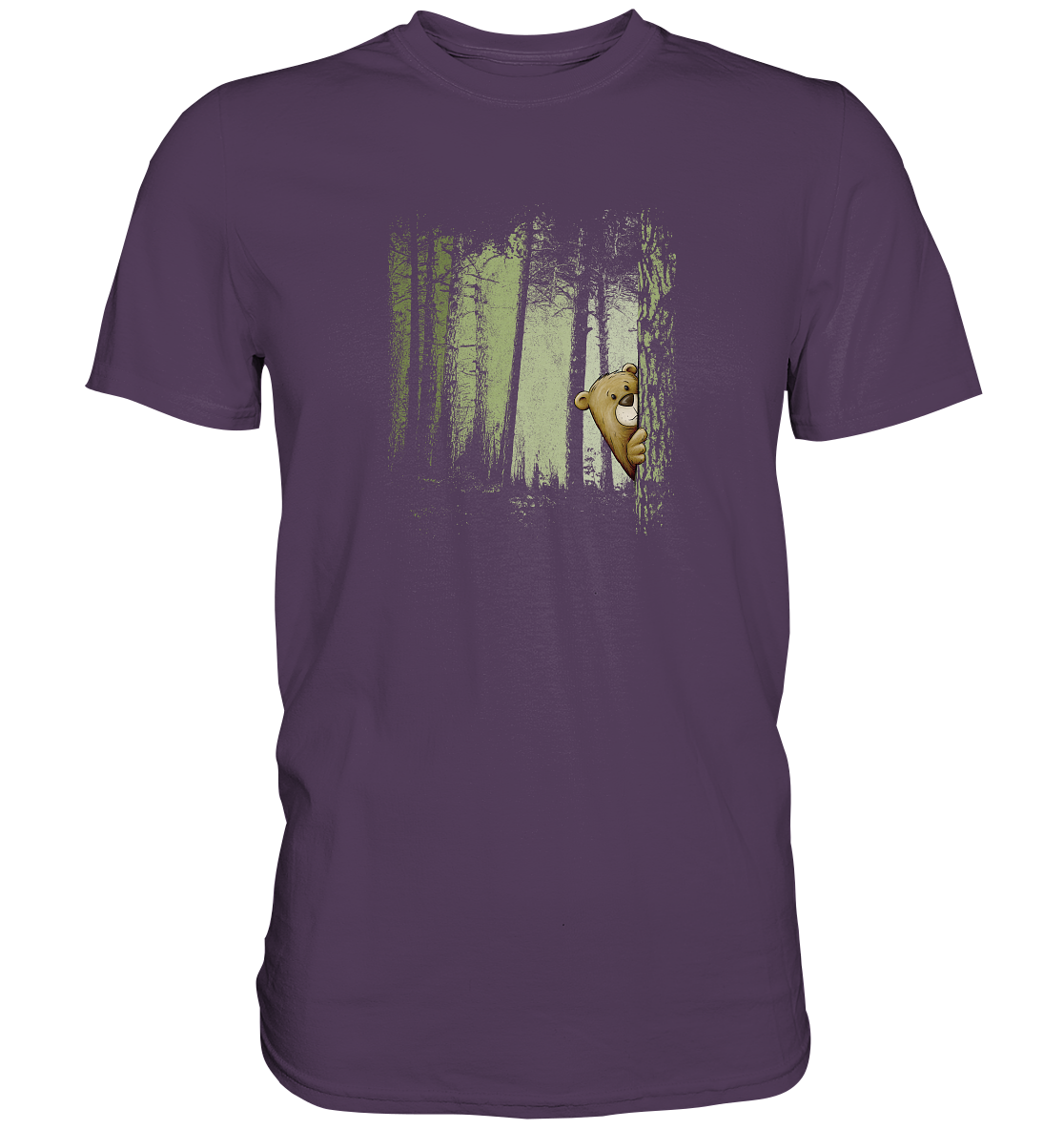 Comic Bär versteckt im Zwielicht Wald - Premium Shirt
