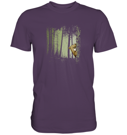 Comic Bär versteckt im Zwielicht Wald - Premium Shirt