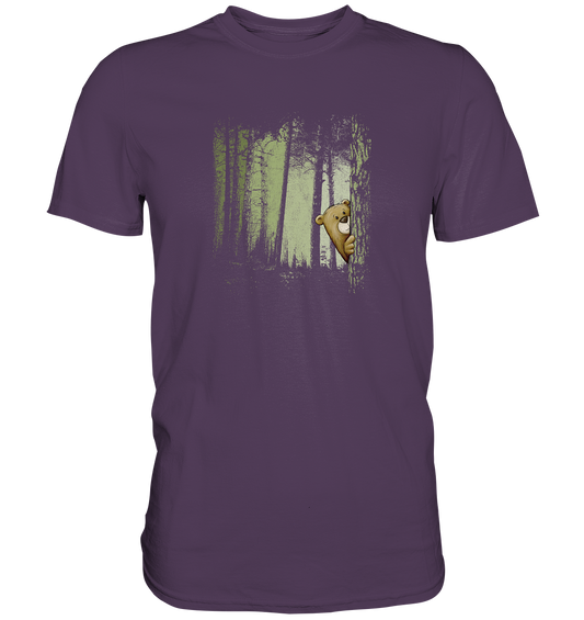 Comic Bär versteckt im Zwielicht Wald - Premium Shirt