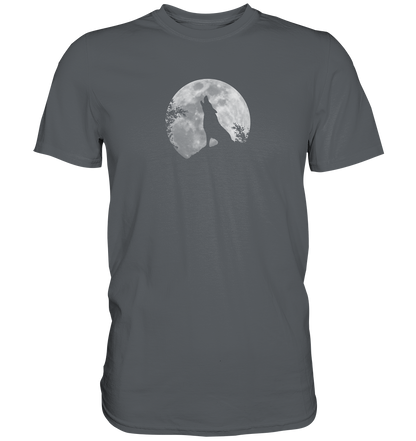Heulender Wolf Silhouette vor Vollmond - Premium Shirt