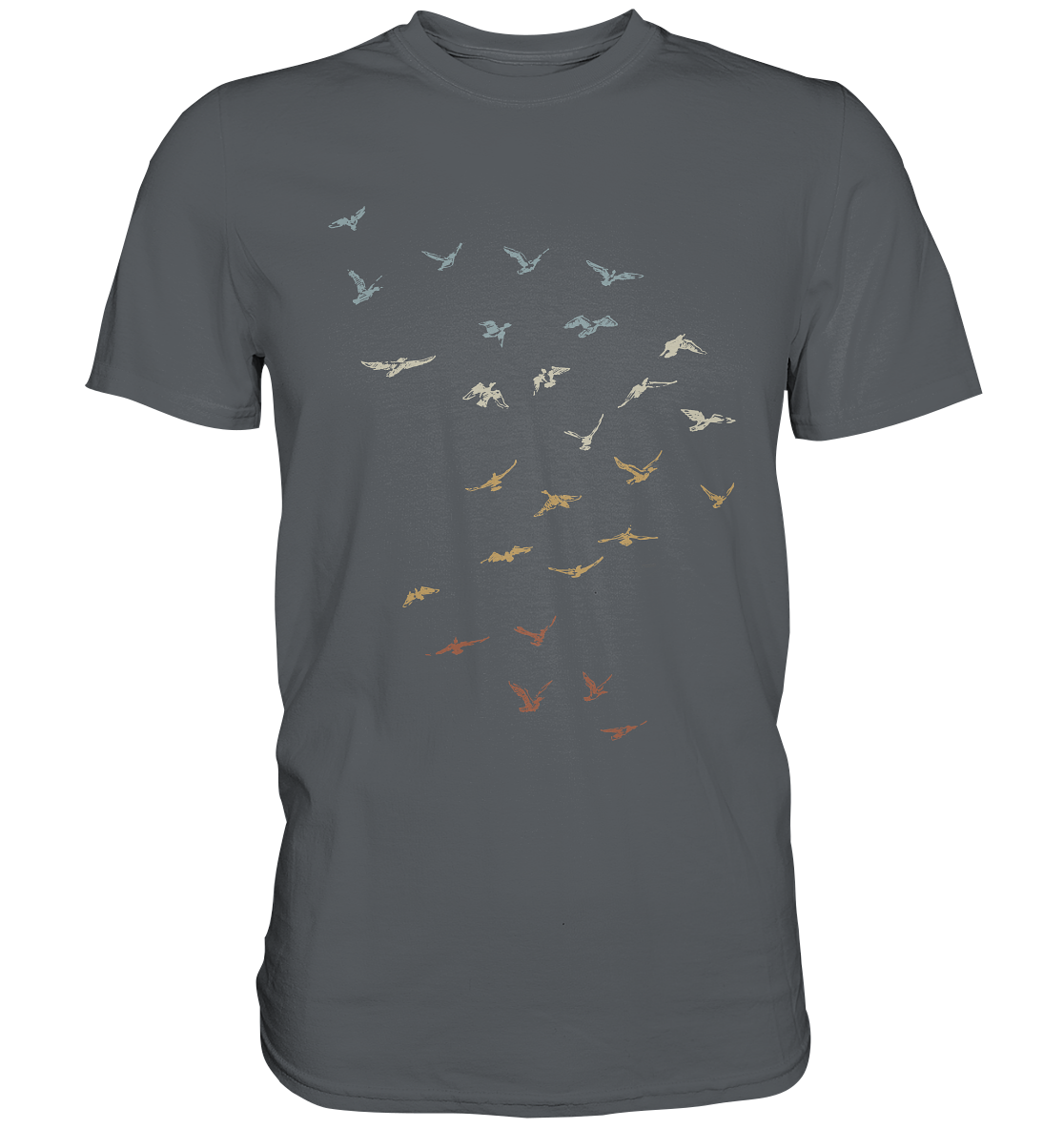 Retro Vogel Schwarm - Premium Shirt