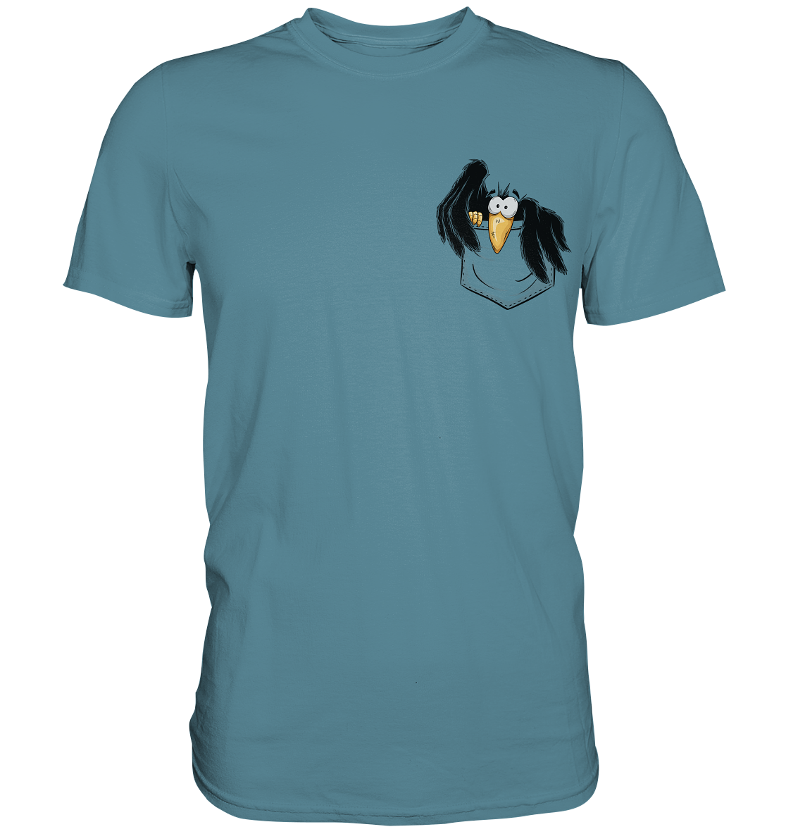 Kleiner Rabe | schwarze Krähe In Tasche - Premium Shirt
