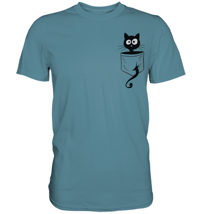 Schwarze Katze in der Tasche - Premium Shirt
