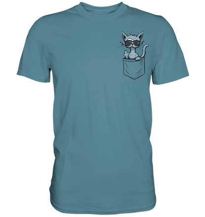 "Fuck Off" Mittelfinger Katze in der Tasche - Premium Shirt