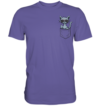 "Fuck Off" Mittelfinger Katze in der Tasche - Premium Shirt