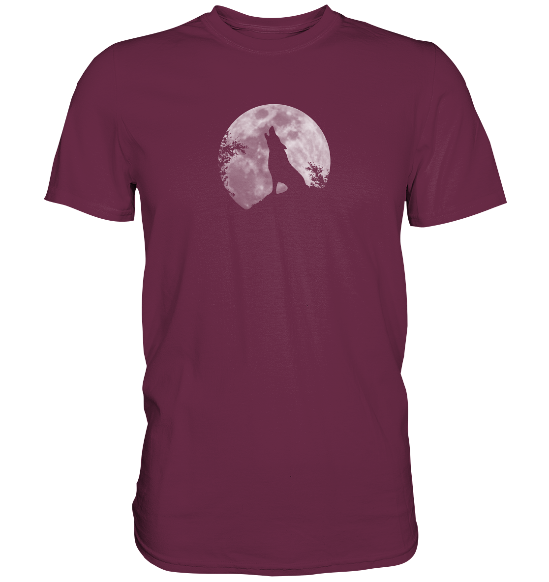 Heulender Wolf Silhouette vor Vollmond - Premium Shirt