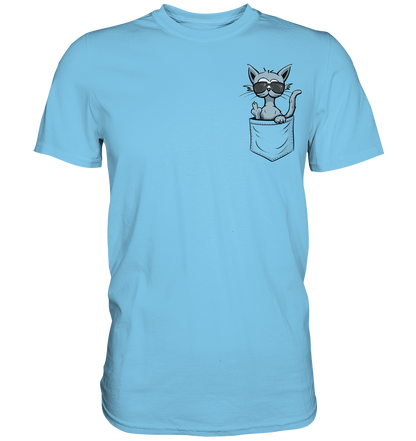 "Fuck Off" Mittelfinger Katze in der Tasche - Premium Shirt