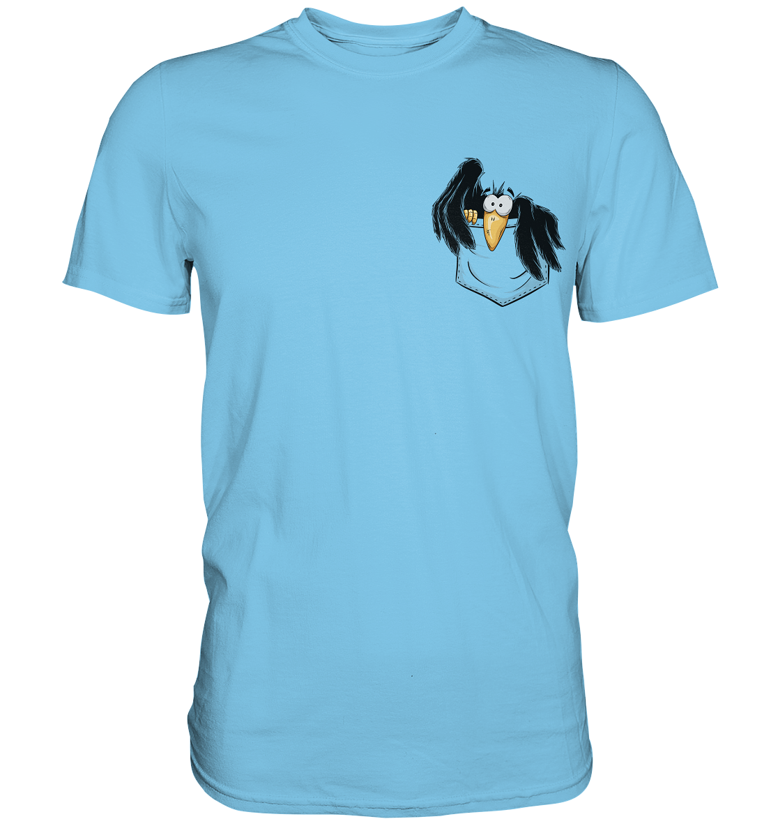 Kleiner Rabe | schwarze Krähe In Tasche - Premium Shirt