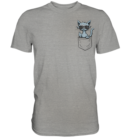 "Fuck Off" Mittelfinger Katze in der Tasche - Premium Shirt