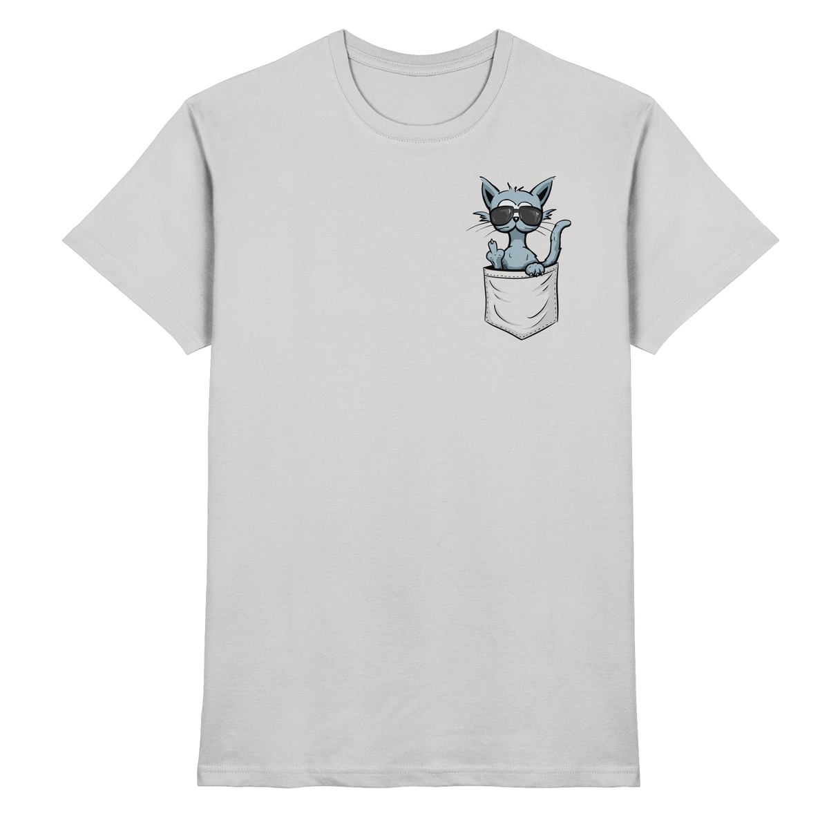 "Fuck Off" Mittelfinger Katze in der Tasche - Premium Shirt