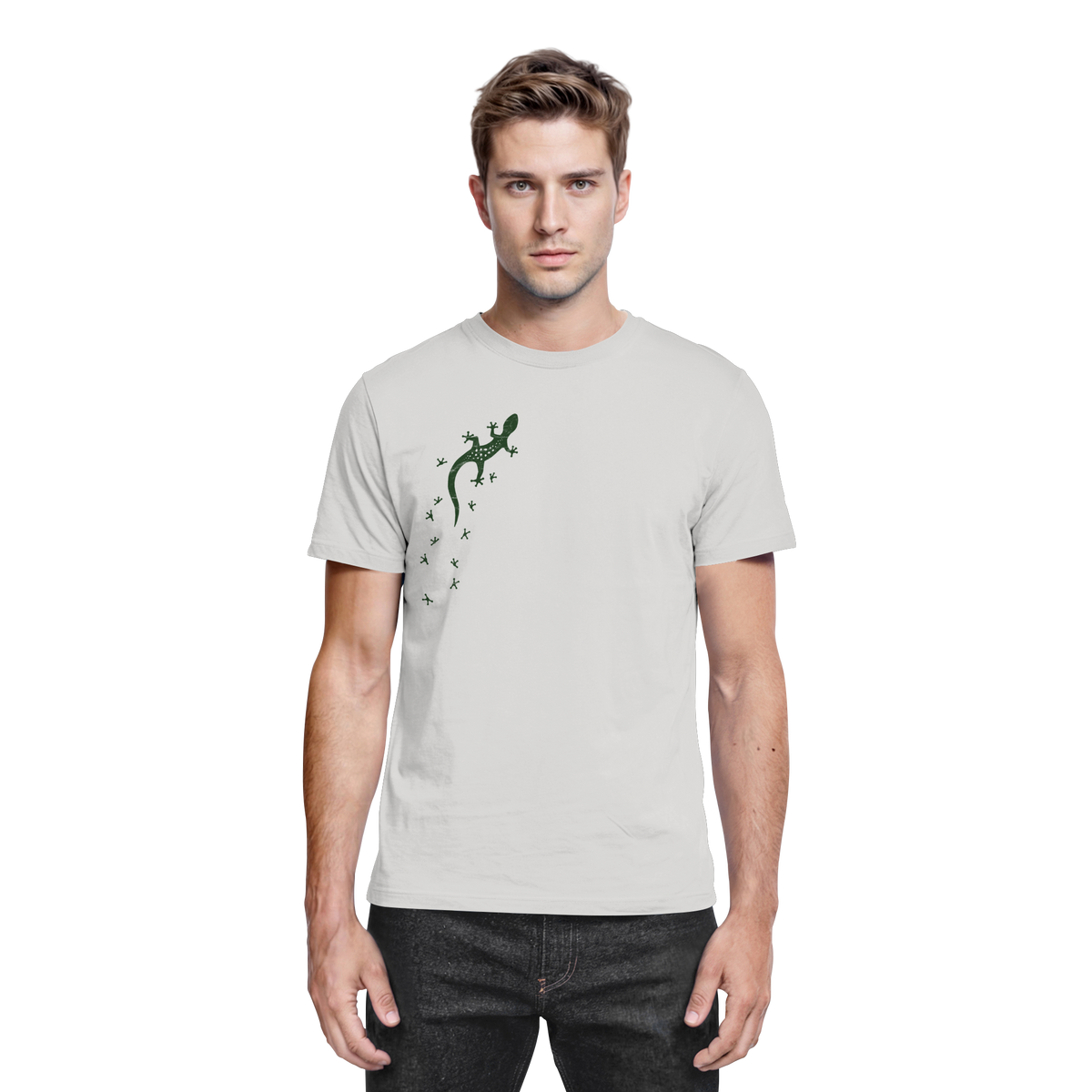 Gecko Eidechse Silhouette dunkel - Premium Shirt
