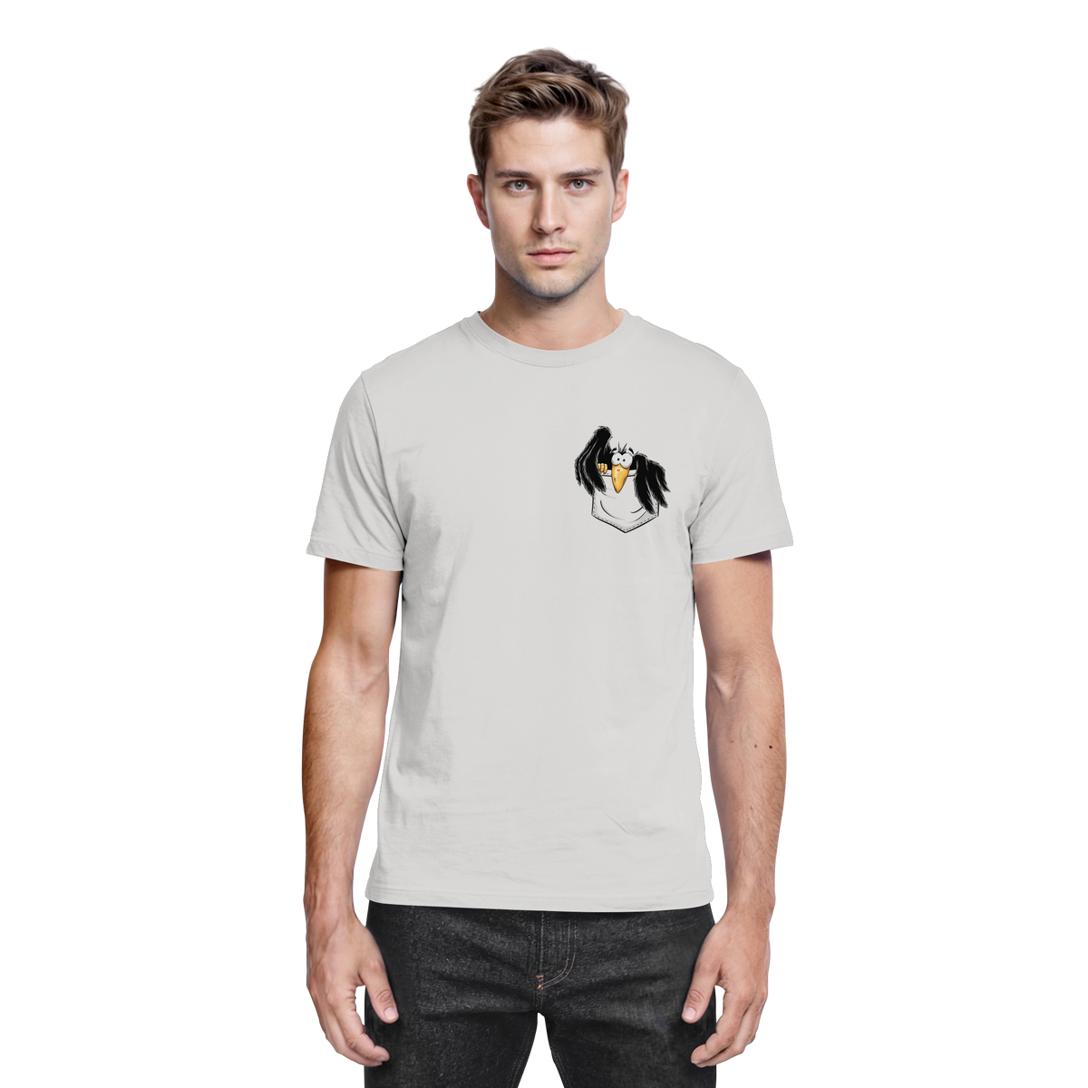 Kleiner Rabe | schwarze Krähe In Tasche - Premium Shirt