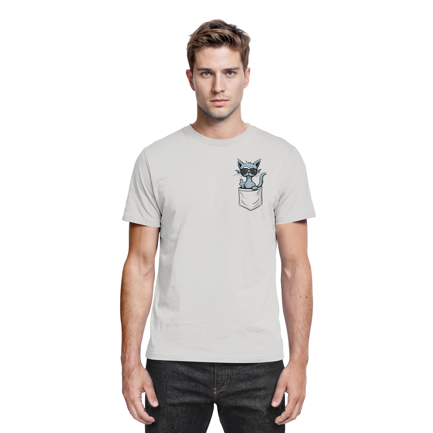 "Fuck Off" Mittelfinger Katze in der Tasche - Premium Shirt