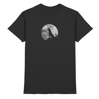 Heulender Wolf Silhouette vor Vollmond - Premium Shirt