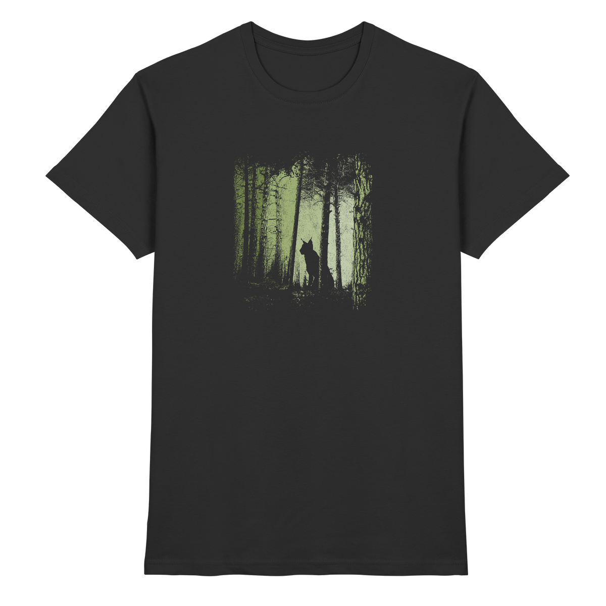Luchs Wildkatze im Zwielicht Wald - Premium Shirt