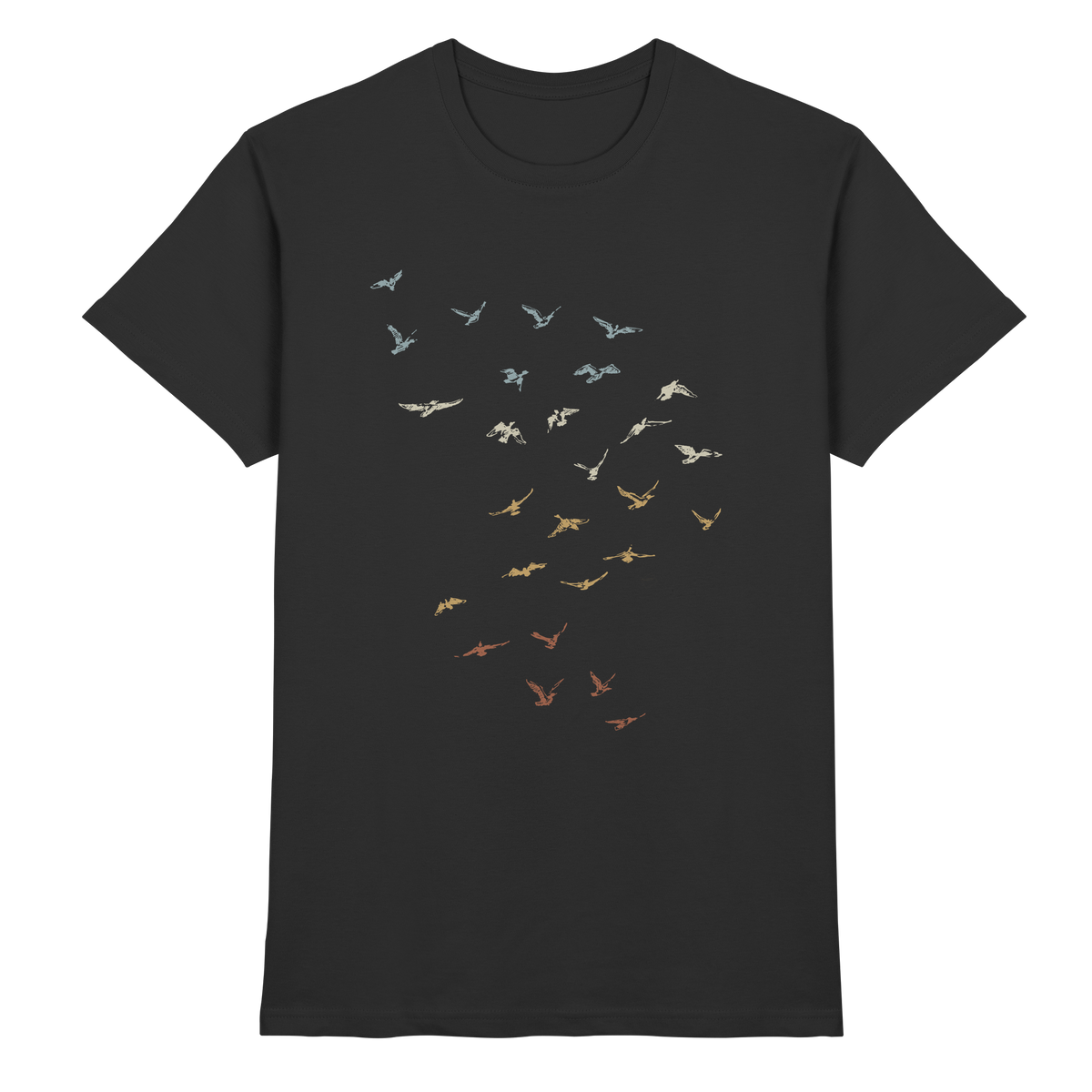 Retro Vogel Schwarm - Premium Shirt