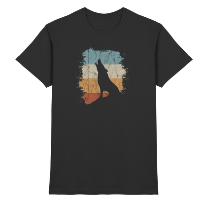 Retro Style lässig heulender Wolf  - Premium Shirt