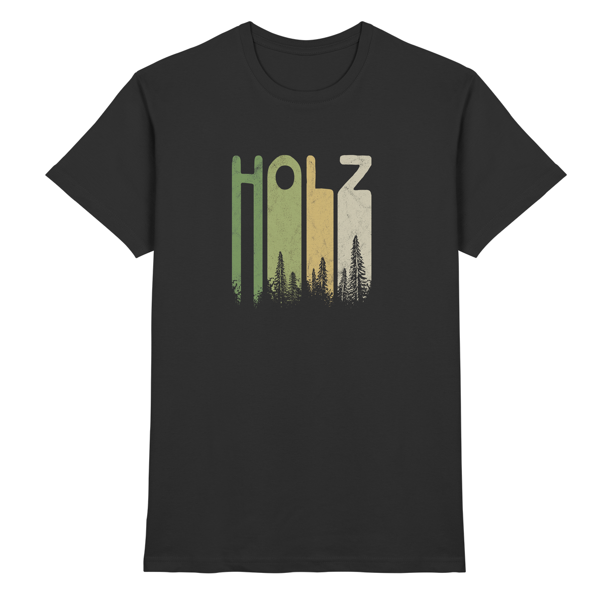 Holz Retro Wald Schriftzug - Premium Shirt
