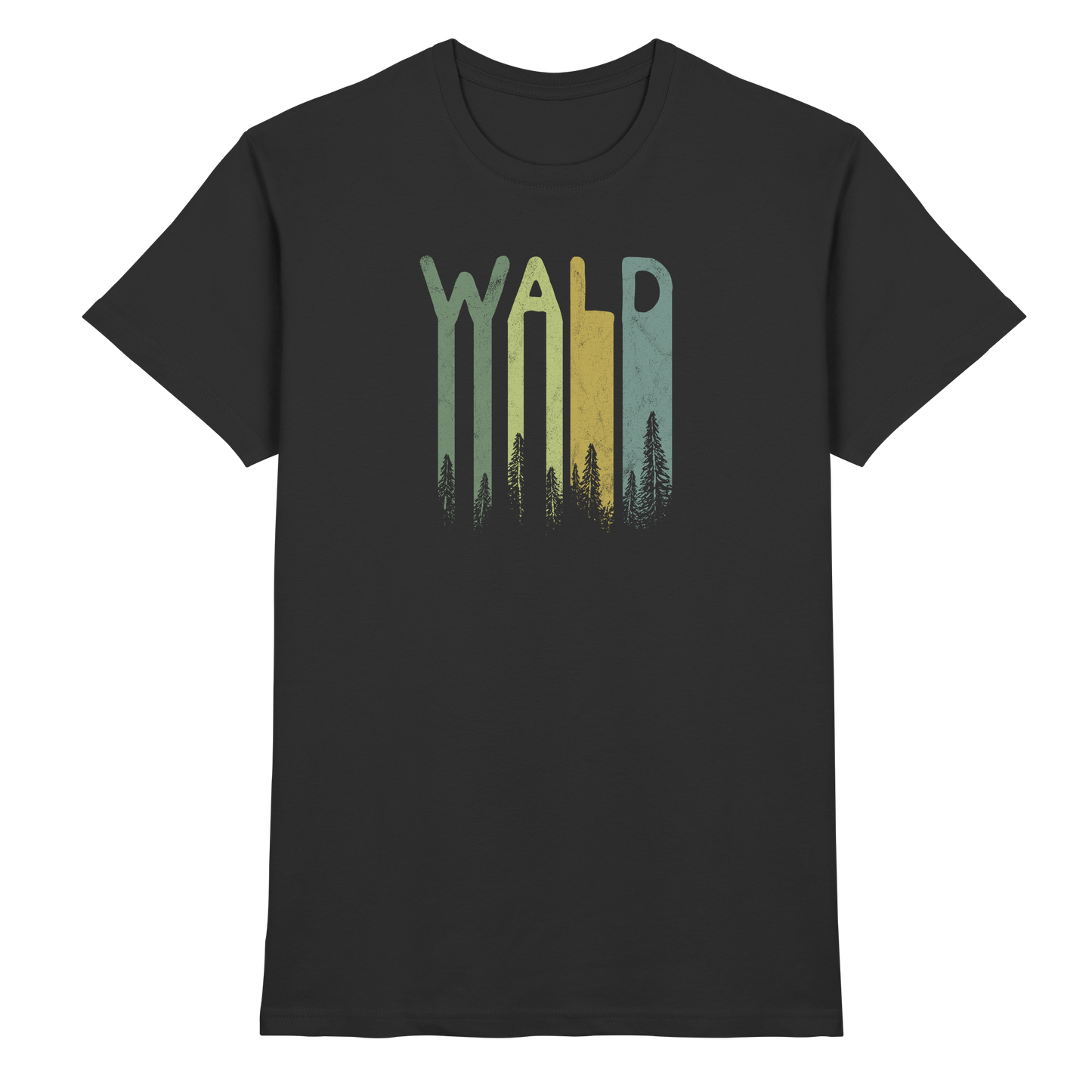 Wald Retro Forst Schriftzug - Premium Shirt