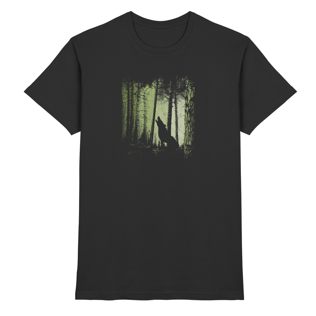 Einsamer Wolf im Zwielicht Wald  - Premium Shirt