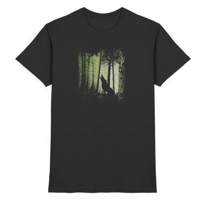 Einsamer Wolf im Zwielicht Wald  - Premium Shirt