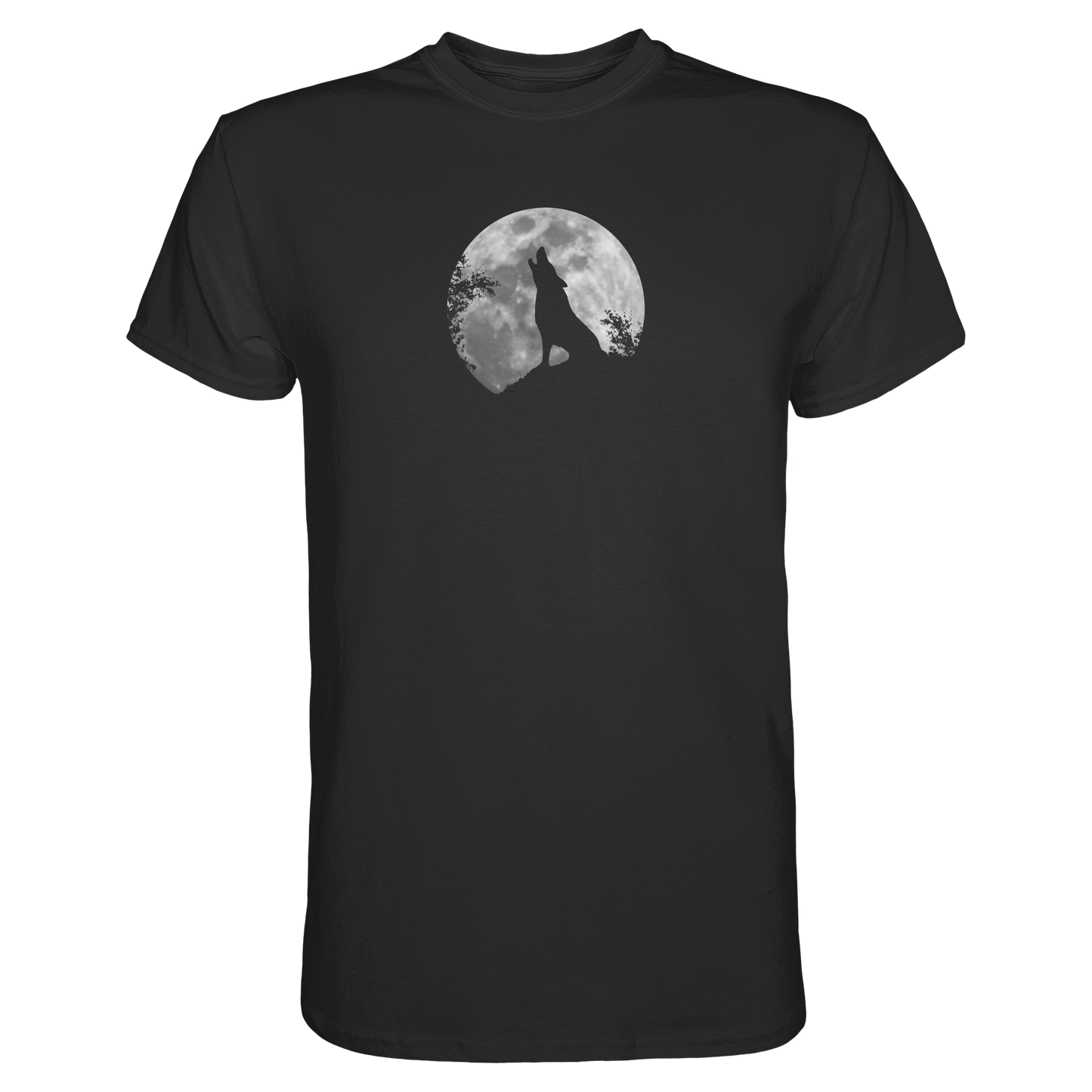 Heulender Wolf Silhouette vor Vollmond - Premium Shirt