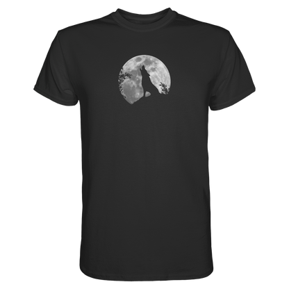Heulender Wolf Silhouette vor Vollmond - Premium Shirt