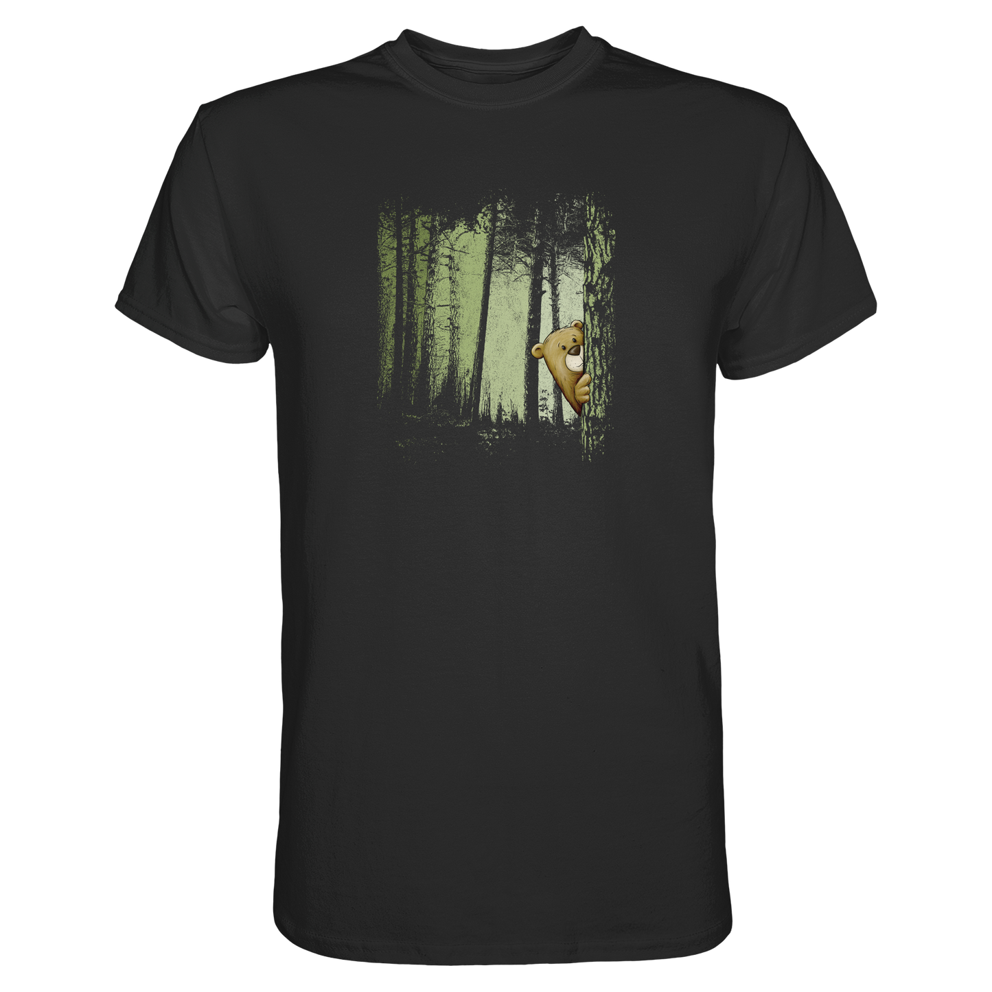 Comic Bär versteckt im Zwielicht Wald - Premium Shirt