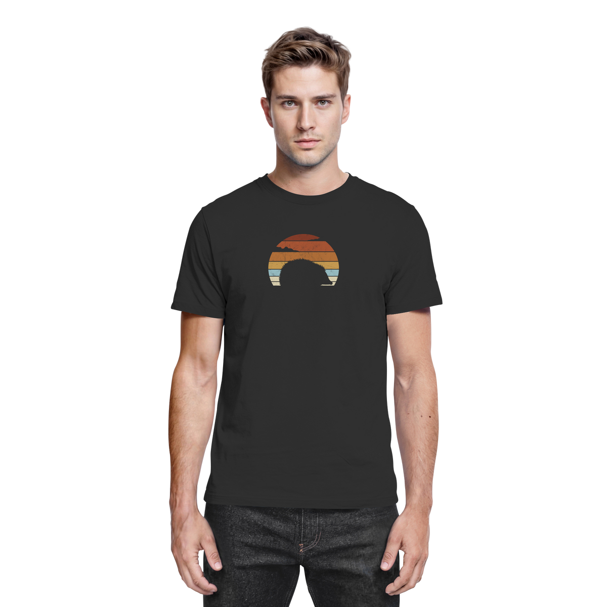 Retro Igel Silhouette im Sonnenuntergang - Premium Shirt