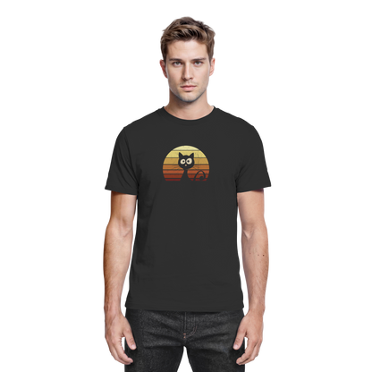 Katze vor Retro Sonnenuntergang - Premium Shirt