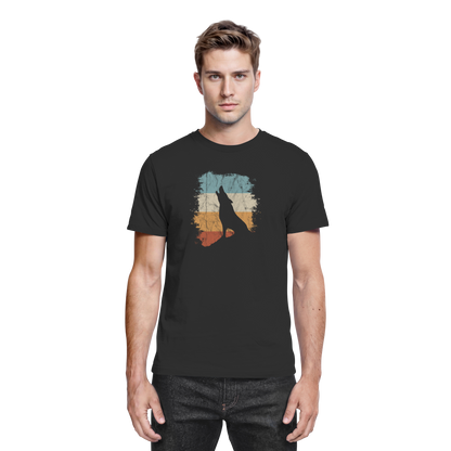 Retro Style lässig heulender Wolf  - Premium Shirt