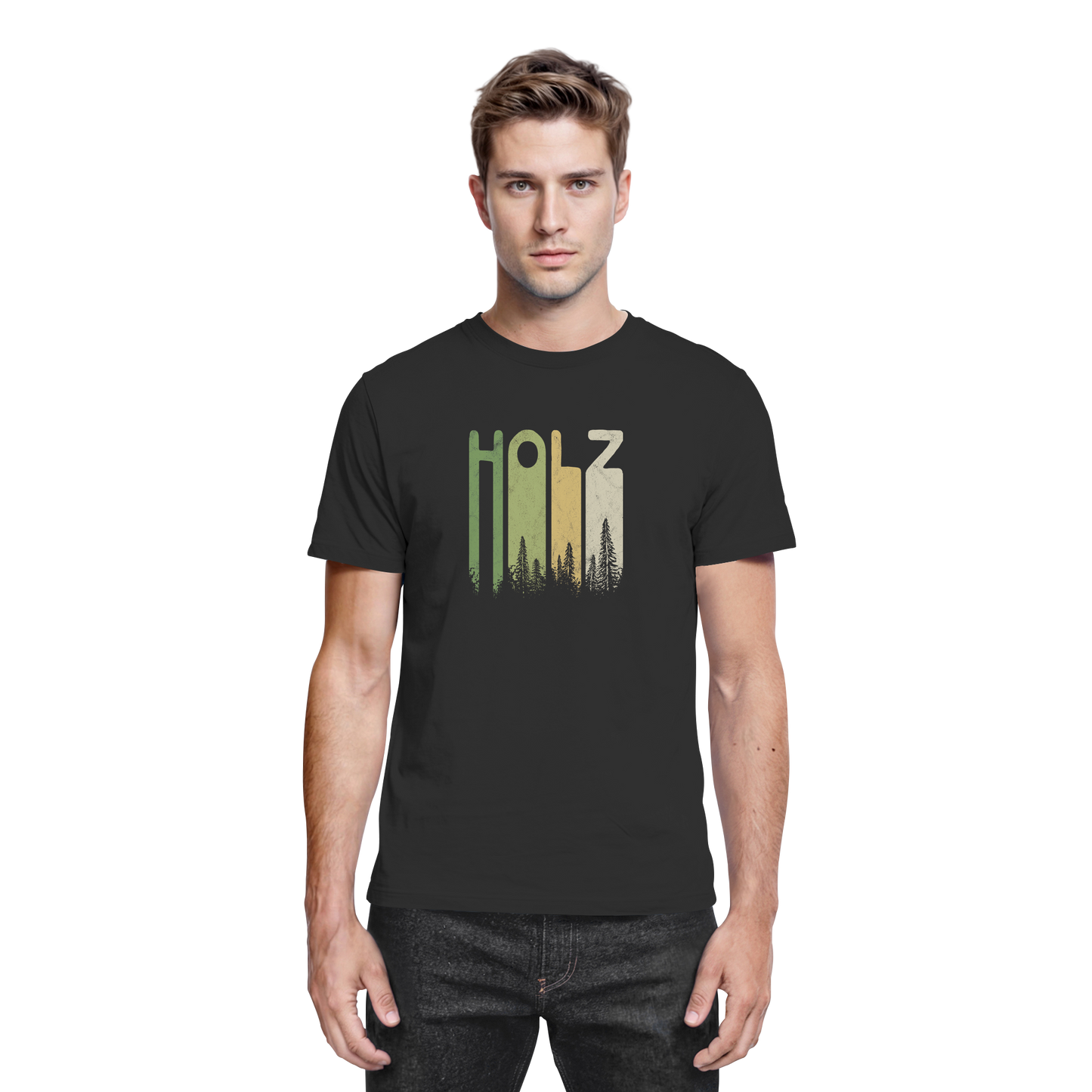 Holz Retro Wald Schriftzug - Premium Shirt